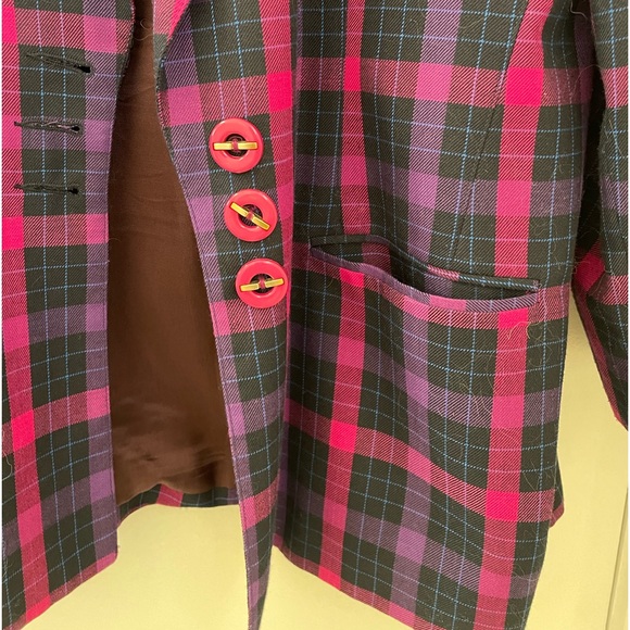 Pink and purple plaid blazer - Picture 2 of 3
